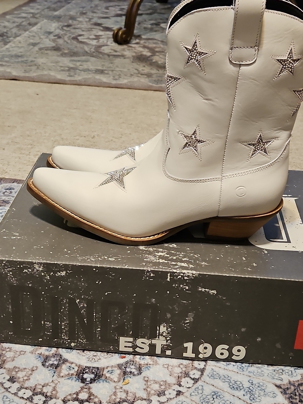 dingo Cream Western Star Studded Heeled Boots